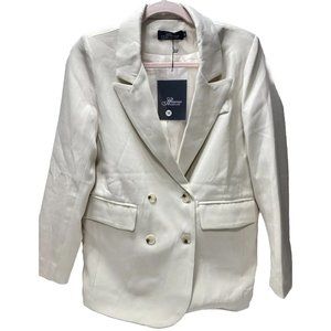BRAND NEW Women’s White Blazer Button Up Long Sleeve Work Cardigan Suit Jacket